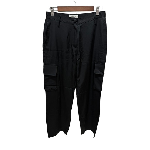ARIAS NY Black Cargo Pants Women's 6 Viscose Made in USA Satin Straight Trousers - Picture 4 of 9